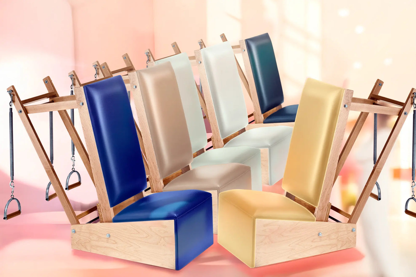 Image of five different colored Gratz Small Arm Chairs