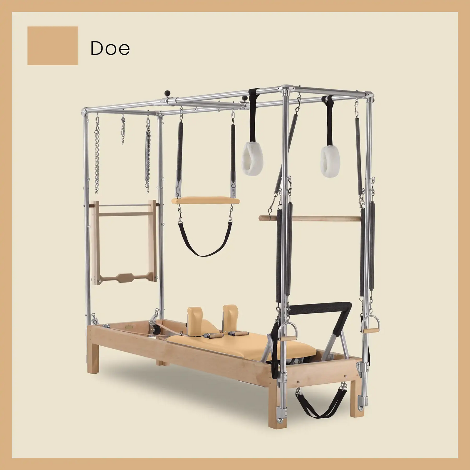 Pilates Reformer Cadillac Combo - Maple Wood Reformer with Full Cadillac Conversion, Insert Bed