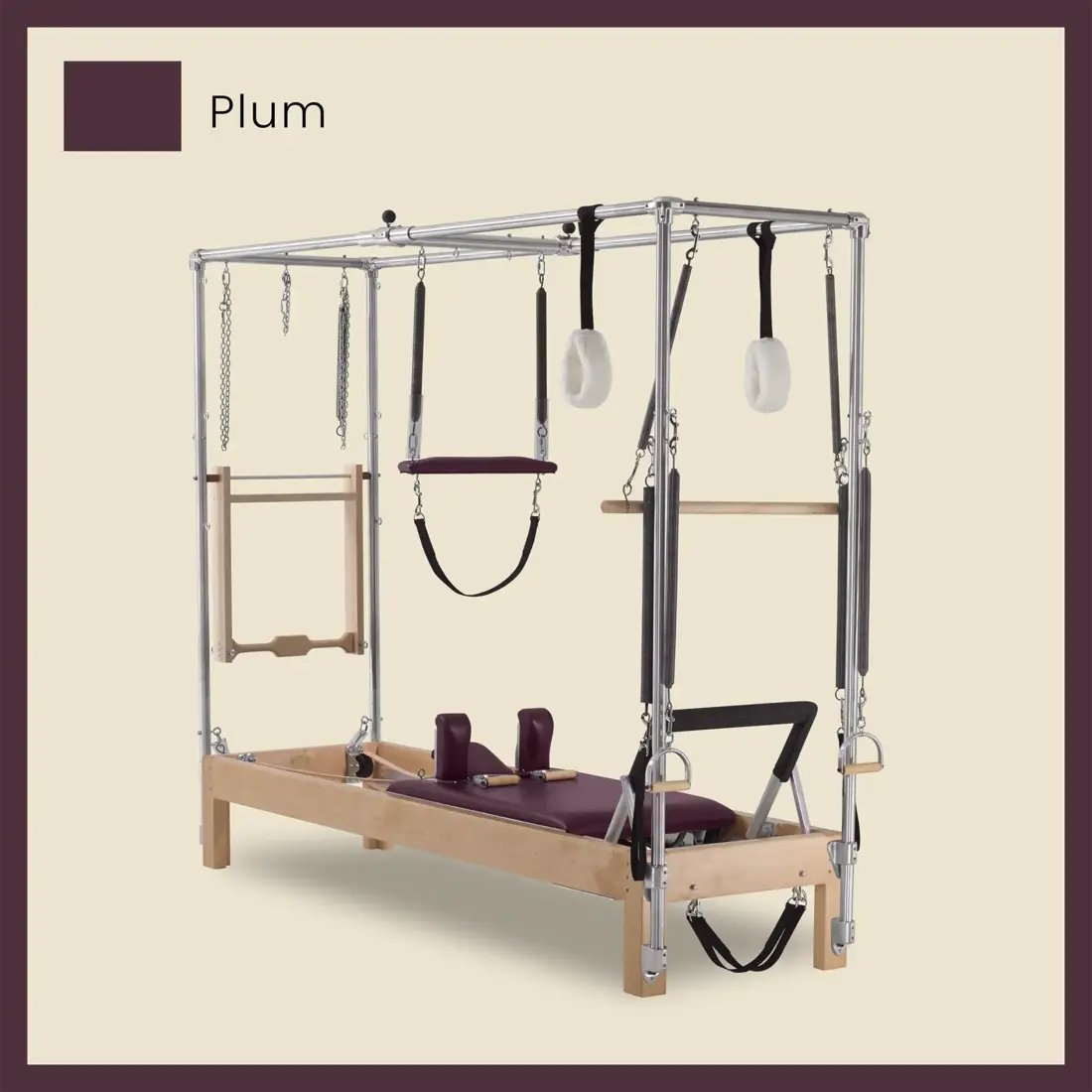 Pilates Reformer Cadillac Combo - Maple Wood Reformer with Full Cadillac Conversion, Raised Bed