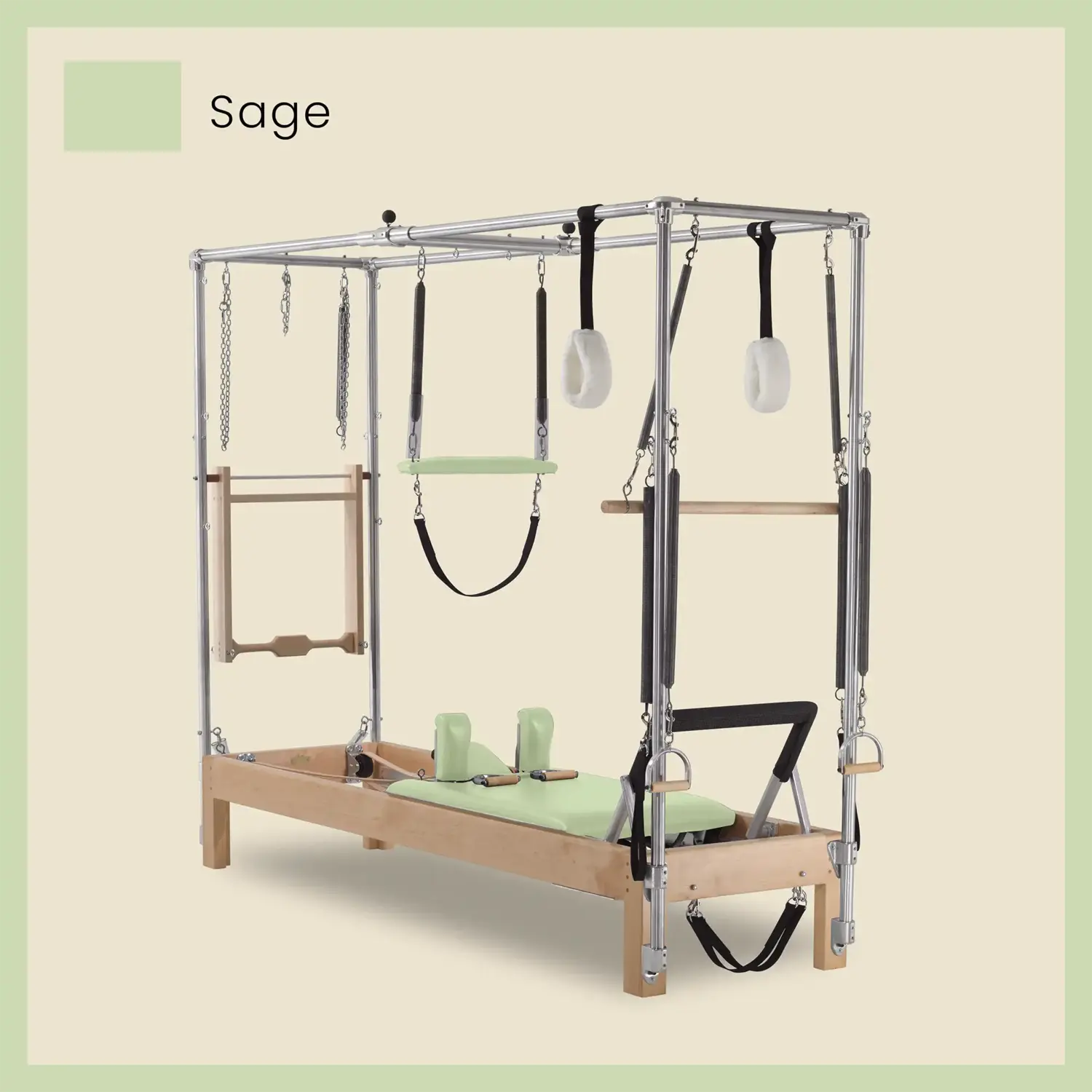 Pilates Reformer Cadillac Combo - Maple Wood Reformer with Full Cadillac Conversion, Raised Bed