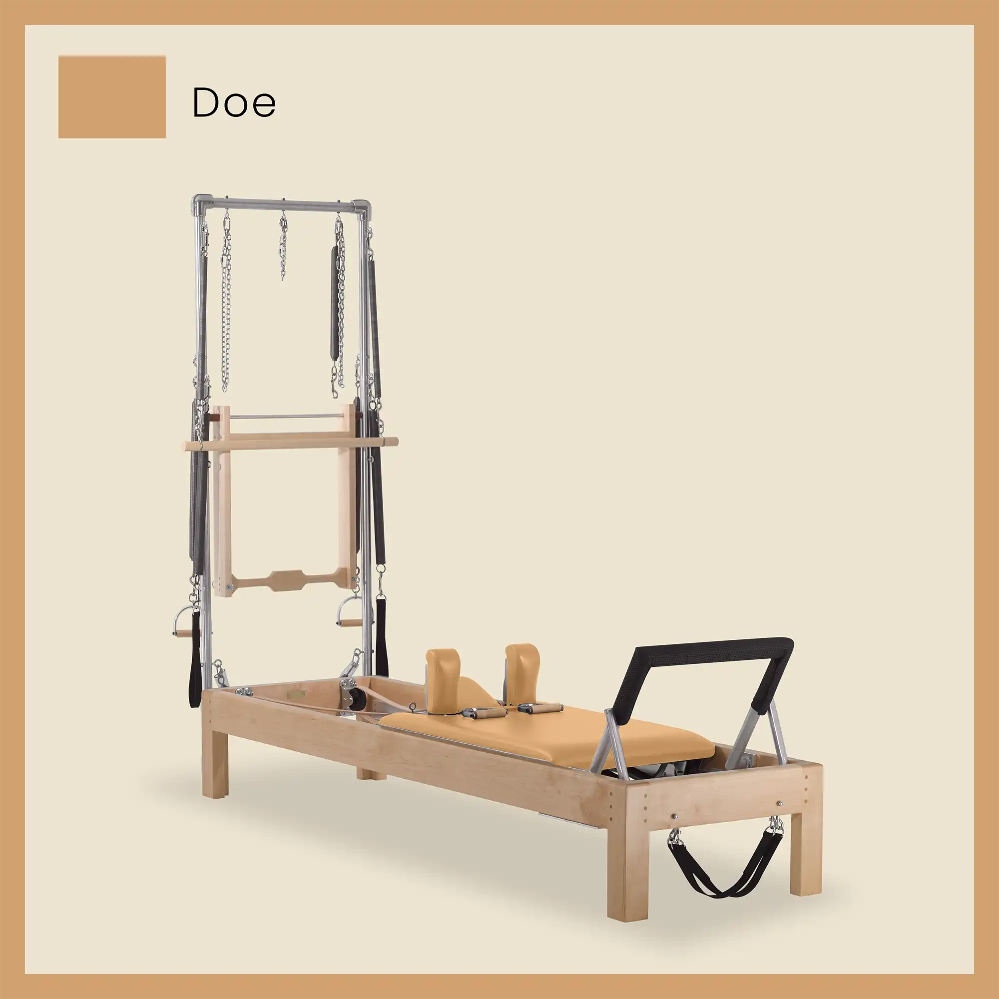 86" Instant Half Cadillac Conversion with Raised Full Bed Designer Wood Universal Pilates Reformer