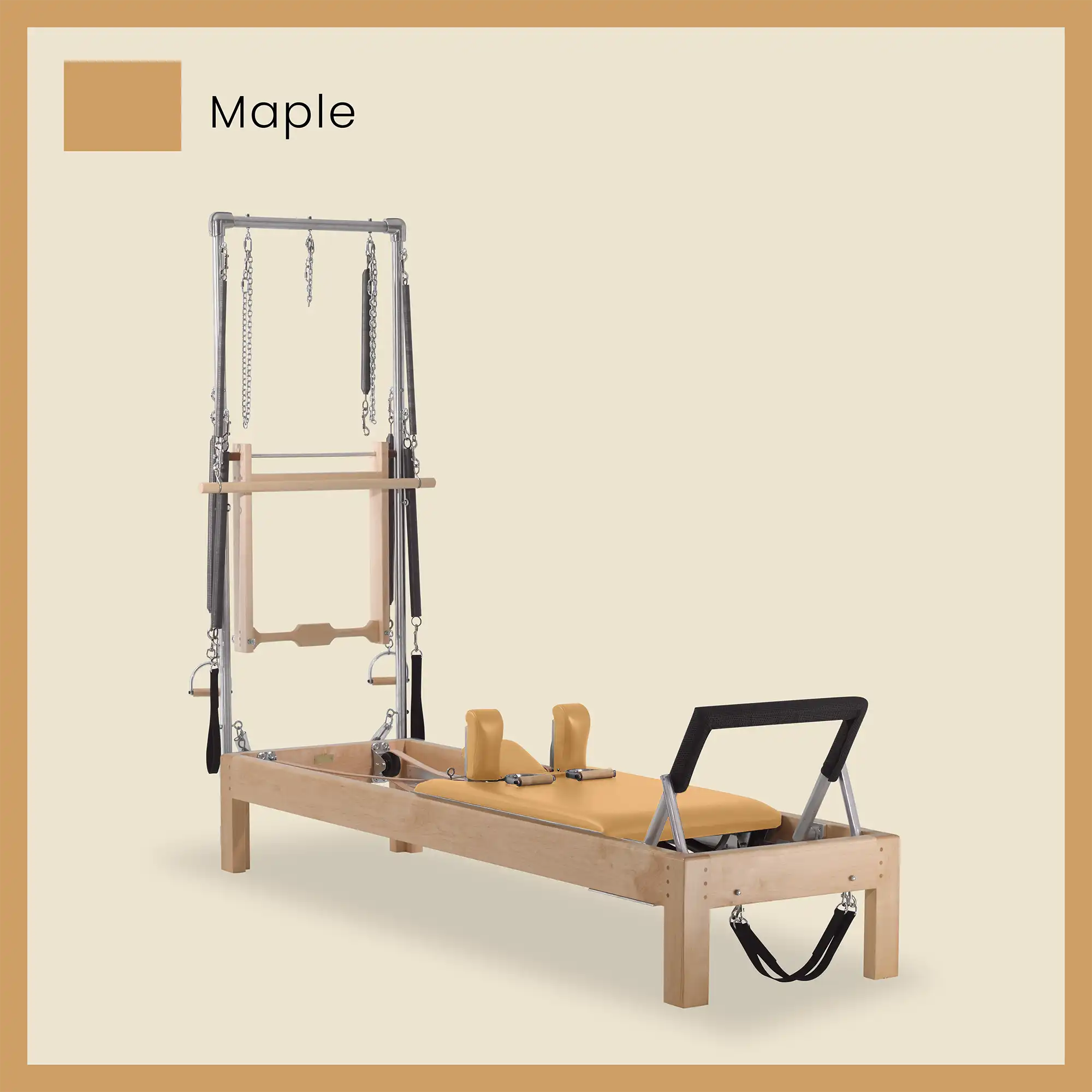 86" Instant Half Cadillac Conversion with Raised Full Bed Designer Wood Universal Pilates Reformer