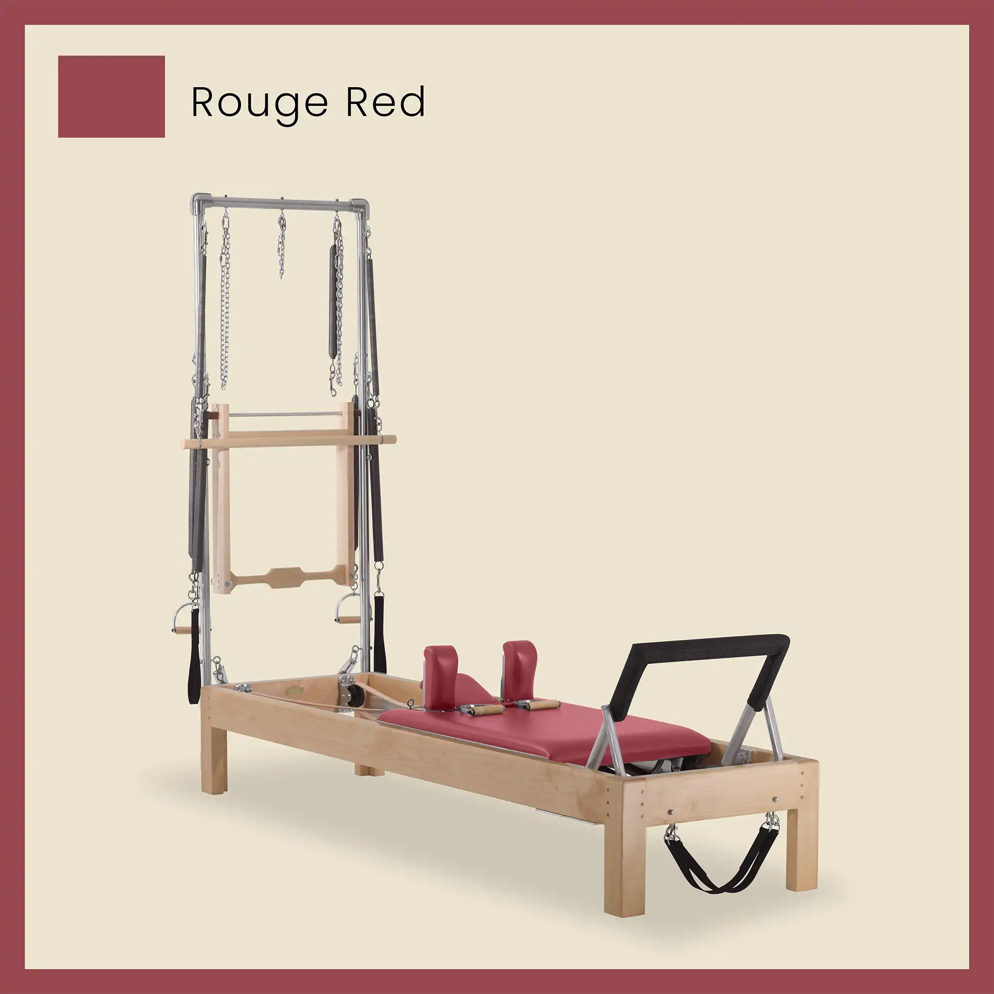 86" Instant Half Cadillac Conversion with Raised Full Bed Designer Wood Universal Pilates Reformer