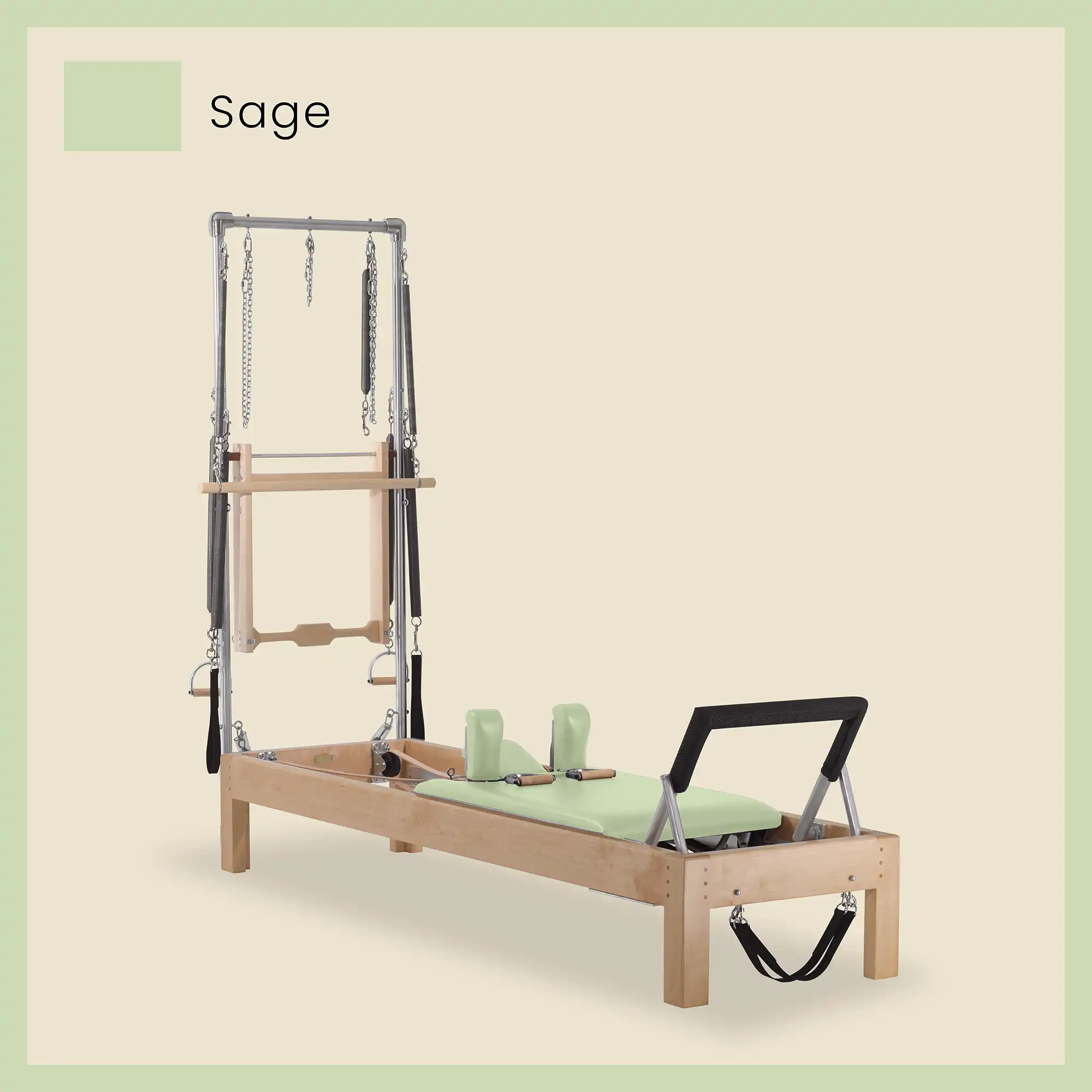 86" Instant Half Cadillac Conversion with Raised Full Bed Designer Wood Universal Pilates Reformer