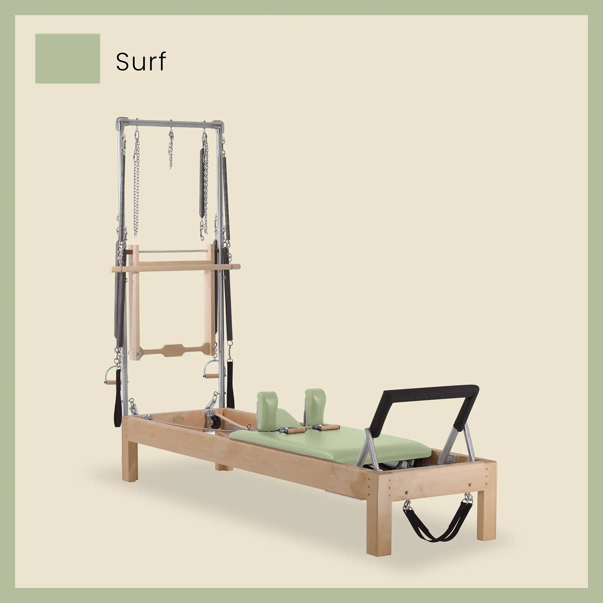 86" Instant Half Cadillac Conversion with Raised Full Bed Designer Wood Universal Pilates Reformer