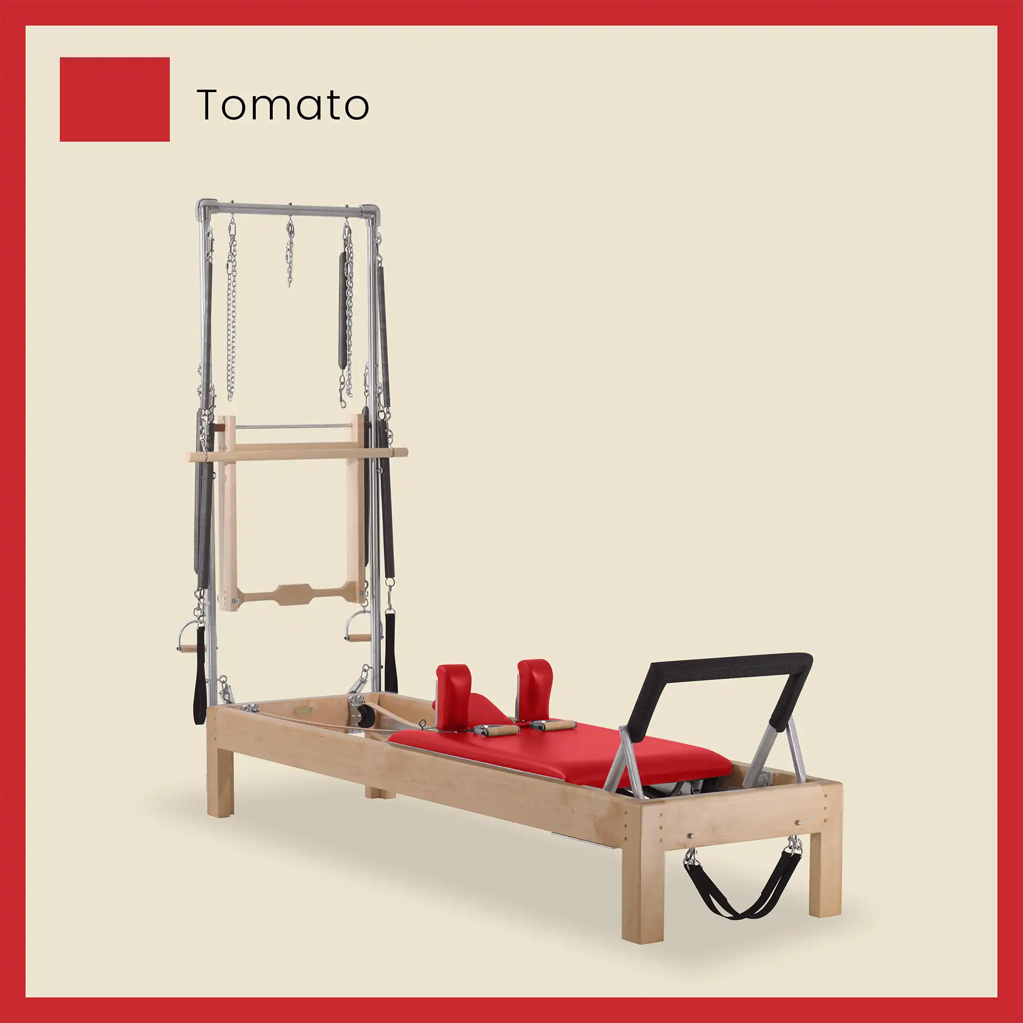 86" Instant Half Cadillac Conversion with Raised Full Bed Designer Wood Universal Pilates Reformer