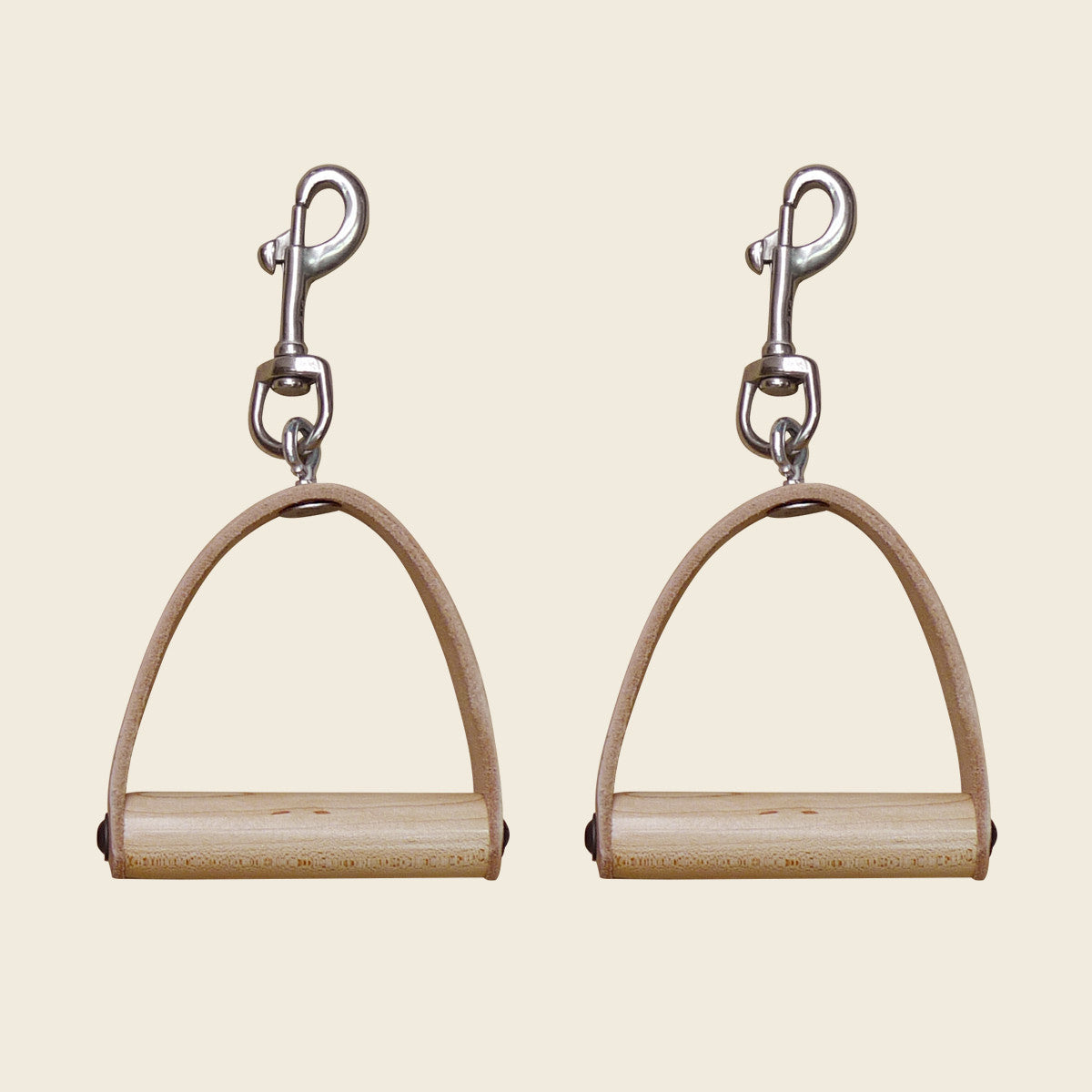 Leather and Wood Handles (Pair)